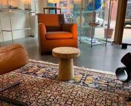 Minotti fauteuil taupe kleurige linnen stof van 