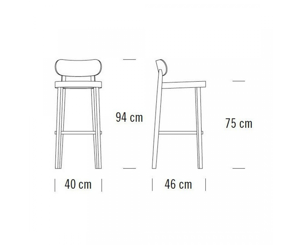 Thonet 118 MH barkruk met gevormde zitting 94cm - 2