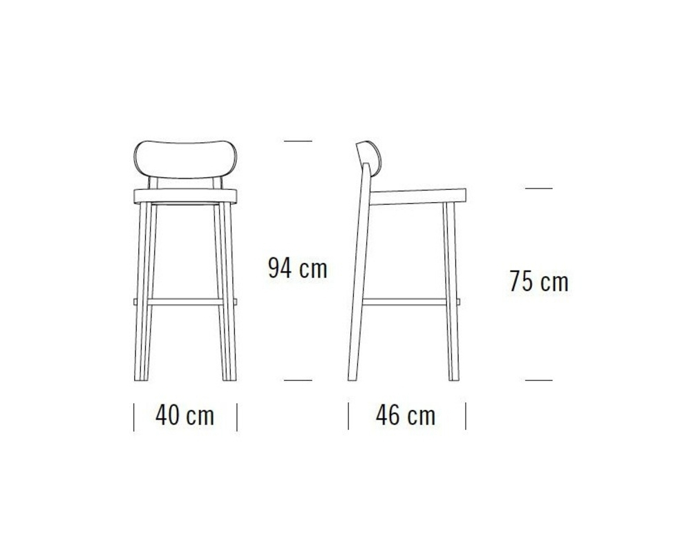 Thonet 118 H barkruk met vlechtwerk 94cm - 2