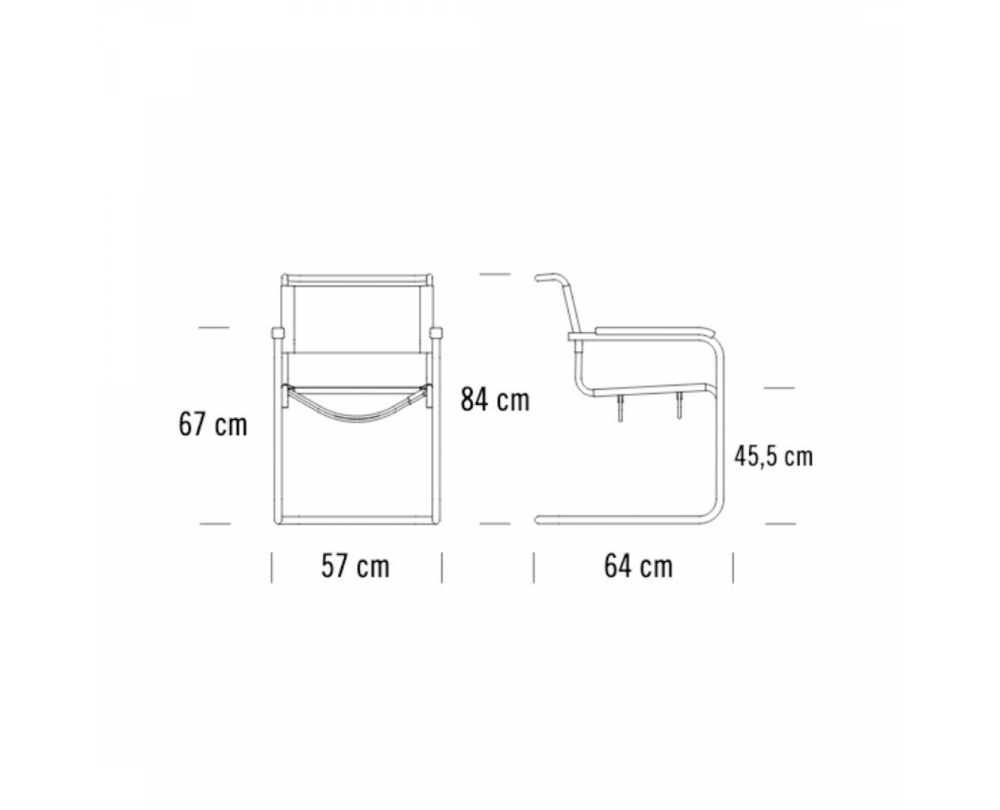 Thonet S 34 sledestoel met armleuningen leer - 2