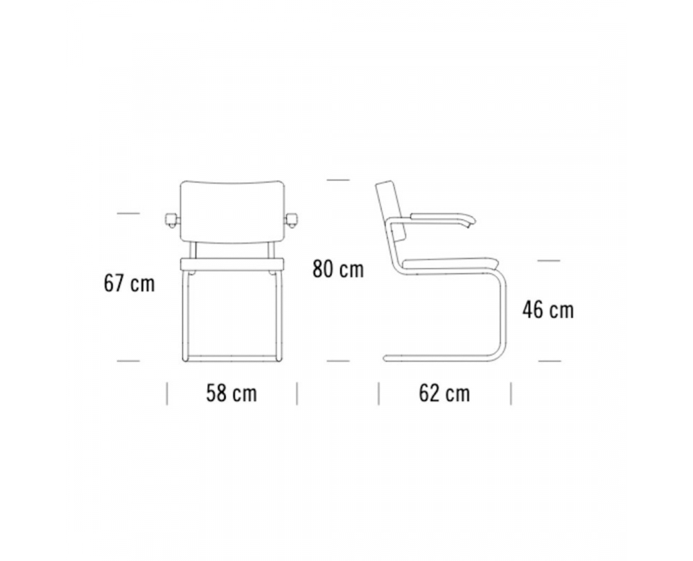 Thonet S 64 PV Pure Materials sledestoel met armleuningen eik - 2