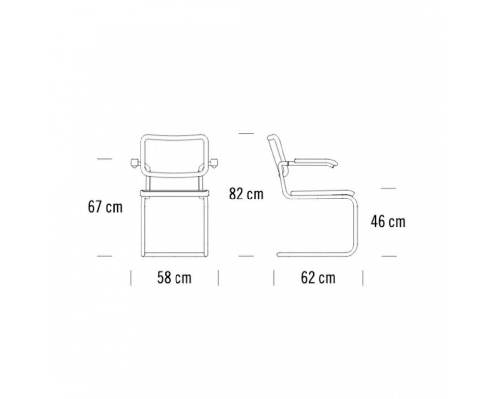 Thonet S 64 V sledestoel met armleuningen met vlechtwerk - 5