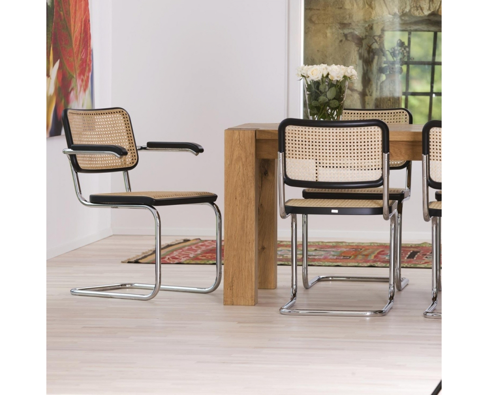 Thonet S 64 V sledestoel met armleuningen met vlechtwerk - 4