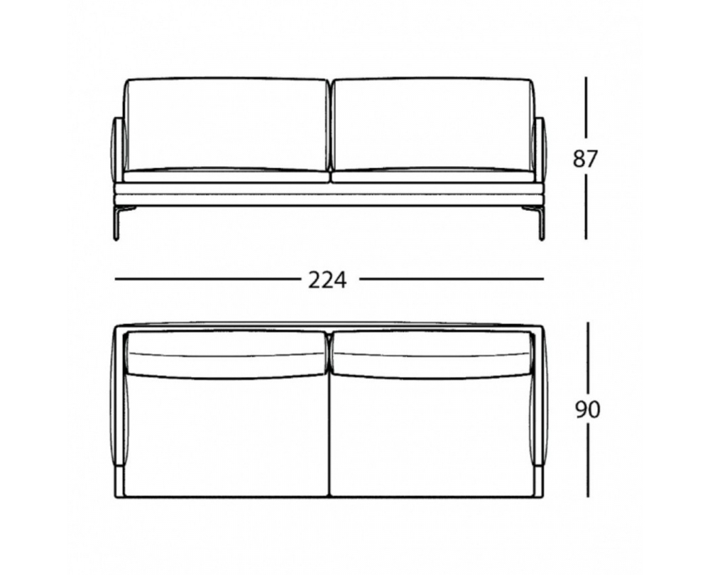 Zanotta William 1330 - 2-zits sofa met kussen - 2