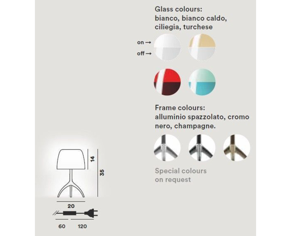 Foscarini Lumiere Piccola tafellamp met aan-/uitschakelaar en aluminium onderstel - 5