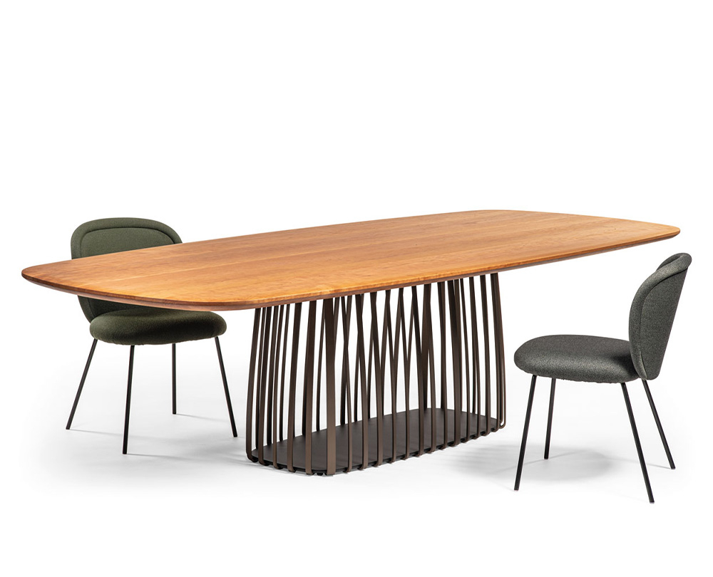 Janua BC07 Basket tafel geolied natuurlijk kersenhout/ onderstel brons - 1