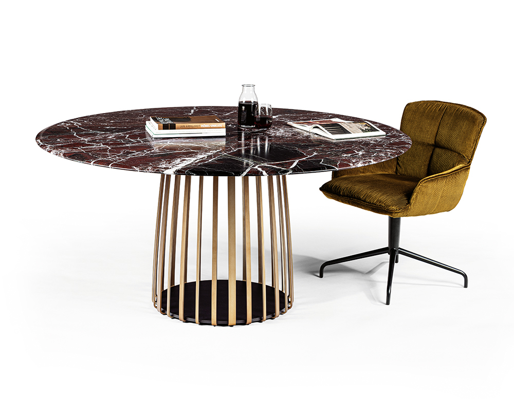 Janua BC07 Basket rond tafel rosso lepanto (serpentine) / steel brass glaze - 2