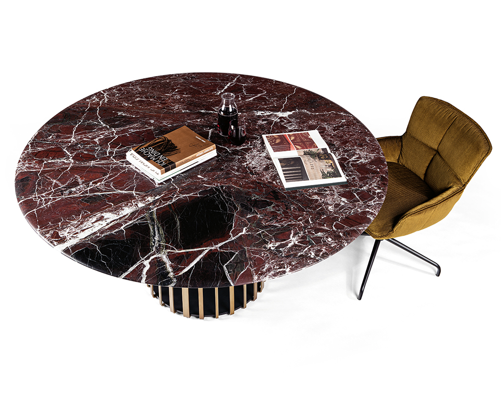Janua BC07 Basket rond tafel rosso lepanto (serpentine) / steel brass glaze - 3