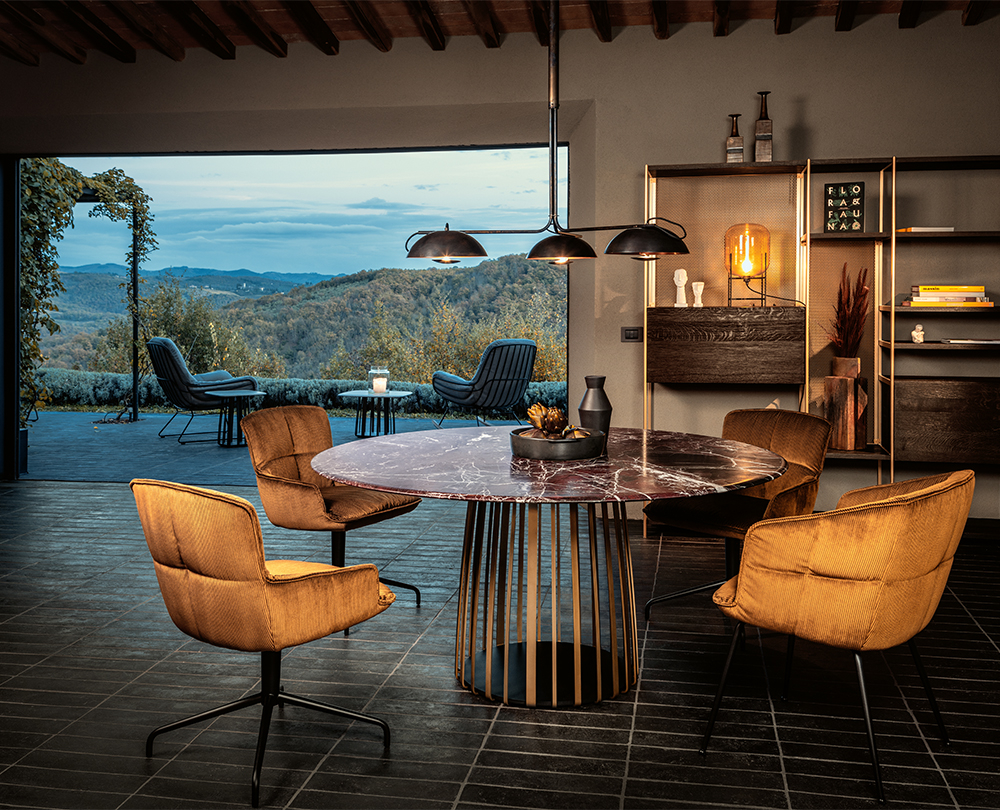 Janua BC07 Basket rond tafel rosso lepanto (serpentine) / steel brass glaze - 5