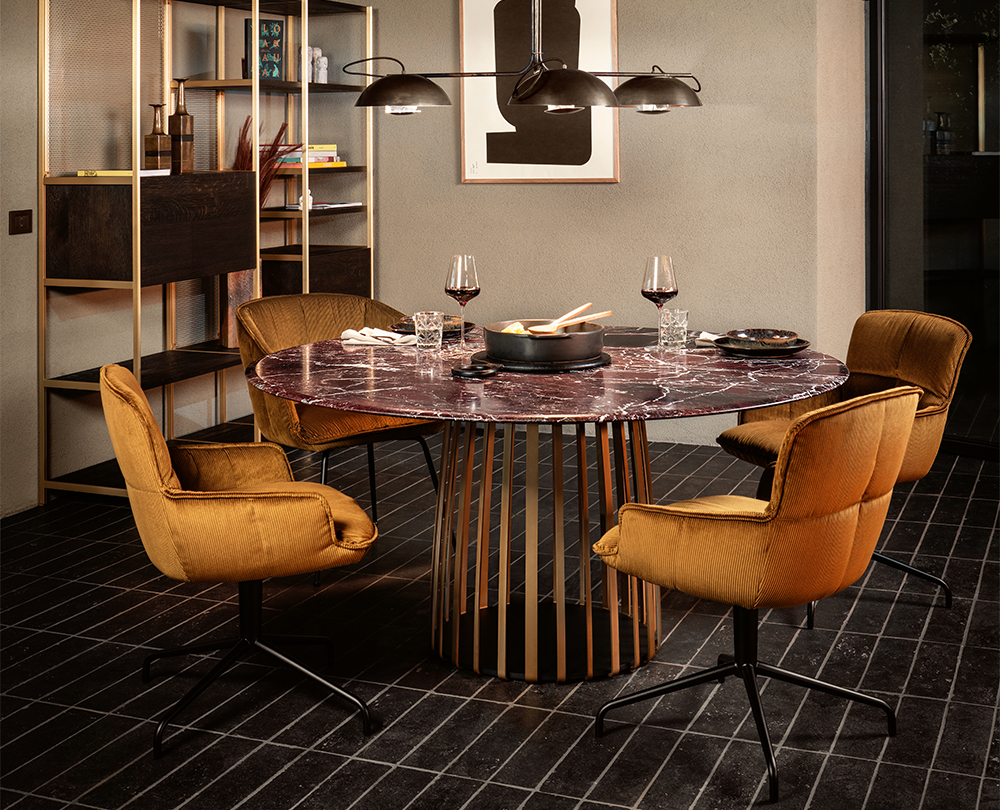 Janua BC07 Basket rond tafel rosso lepanto (serpentine) / steel brass glaze - 4