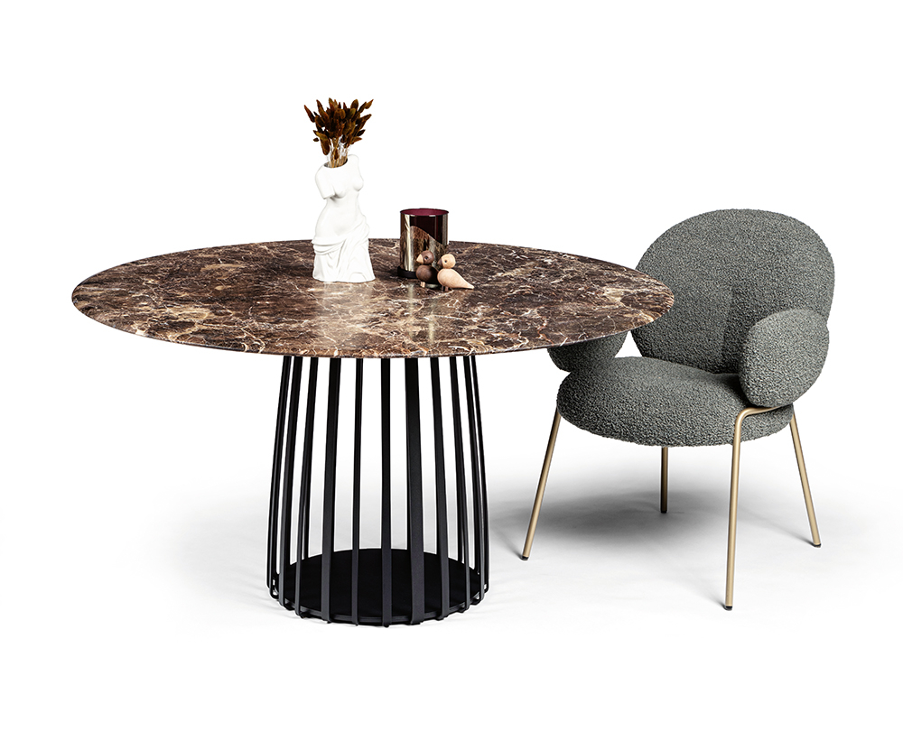 Janua BC07 Basket rond tafel emperador (dolomite rock) / onderstel zwart - 2