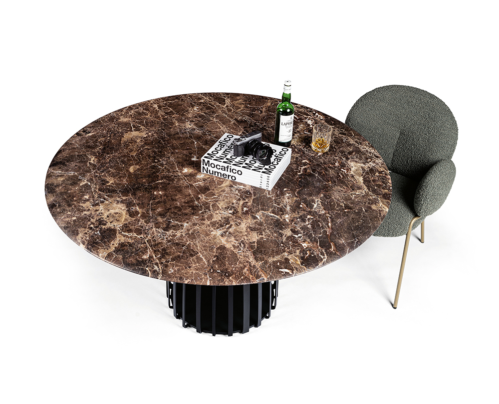 Janua BC07 Basket rond tafel emperador (dolomite rock) / onderstel zwart - 3
