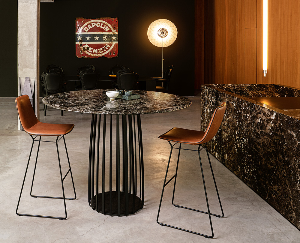 Janua BC07 Basket tafel hoog emperador (dolomite rock) / onderstel zwart - 2