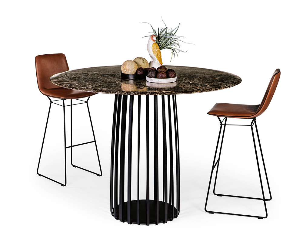 Janua BC07 Basket tafel hoog emperador (dolomite rock) / onderstel zwart - 1