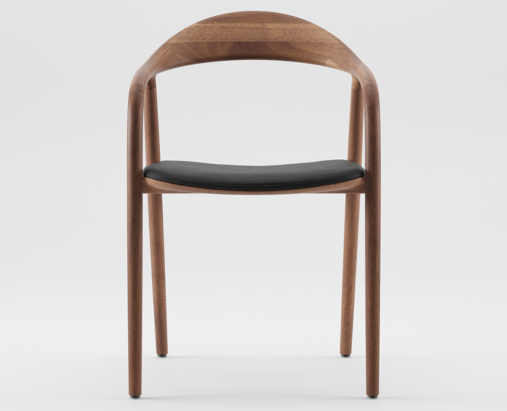 Artisan Neva eetkamerstoel Europees noten zwart leder - 3