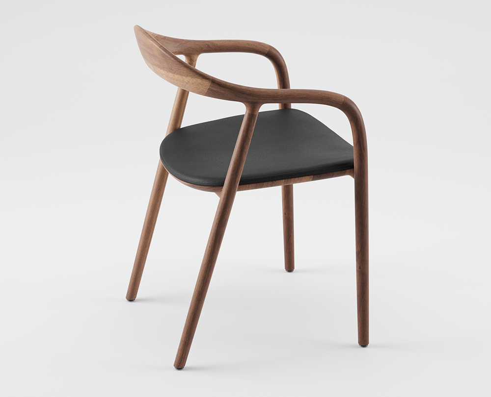 Artisan Neva eetkamerstoel Europees noten zwart leder - 5