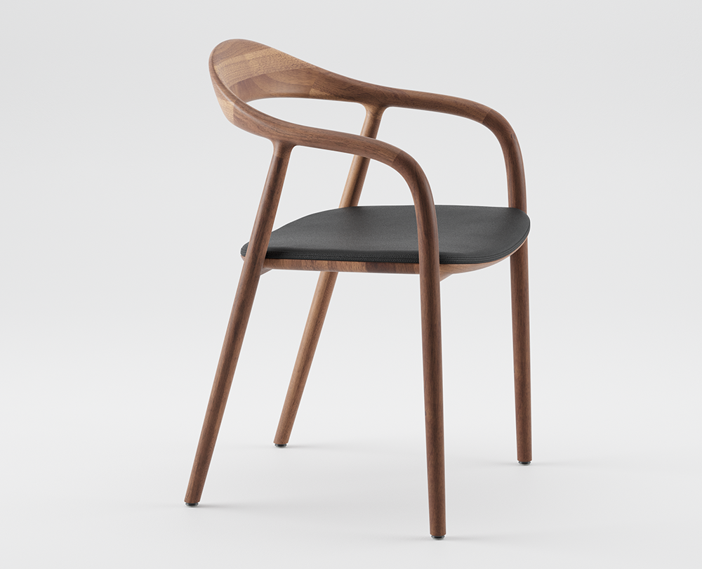 Artisan Neva eetkamerstoel Europees noten zwart leder - 1