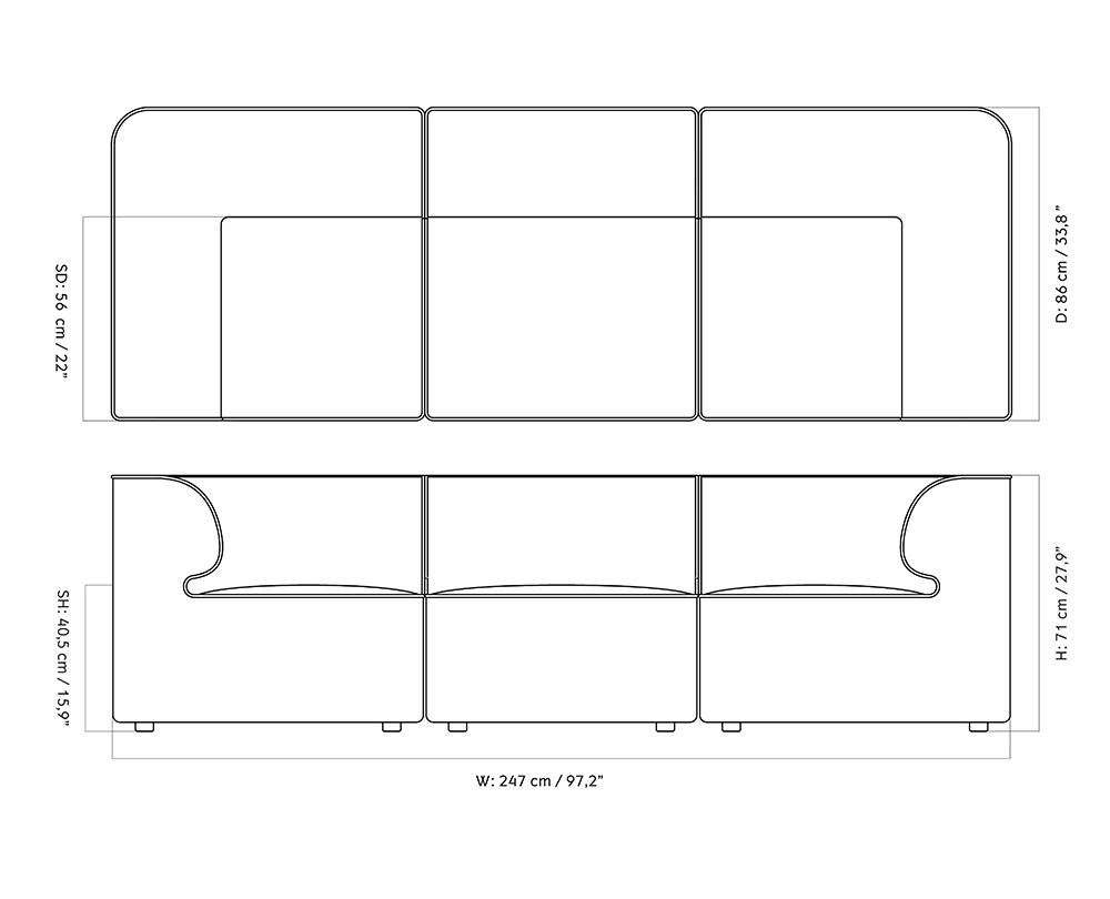 Audo CPH Eave Modular 86 3-zitsbank - 12