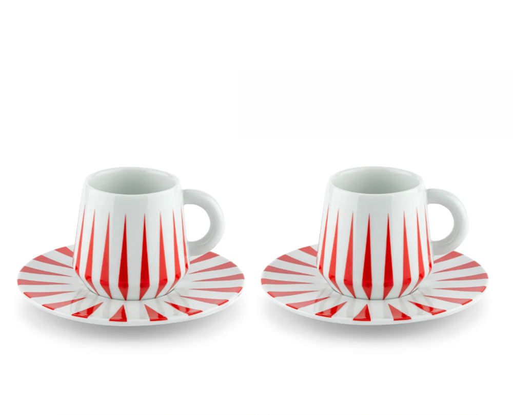 Alessi Delight - Set van twee mokkakopjes met schoteltje - 1
