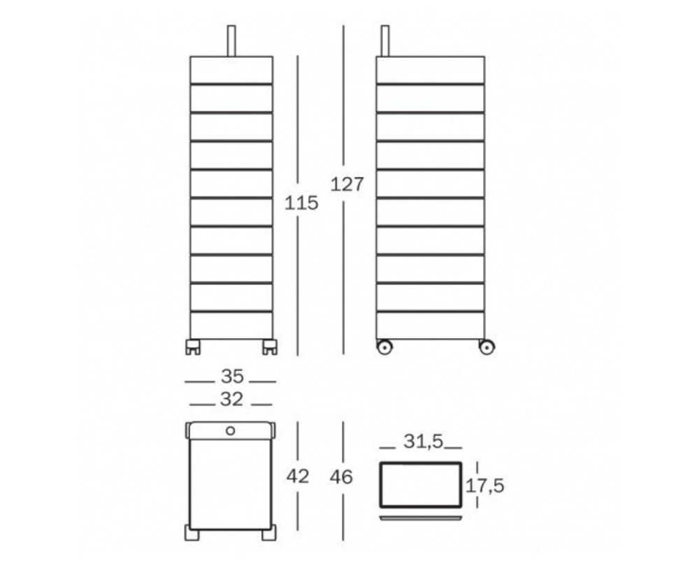 Magis 360° - Container 127 met rollen - 2