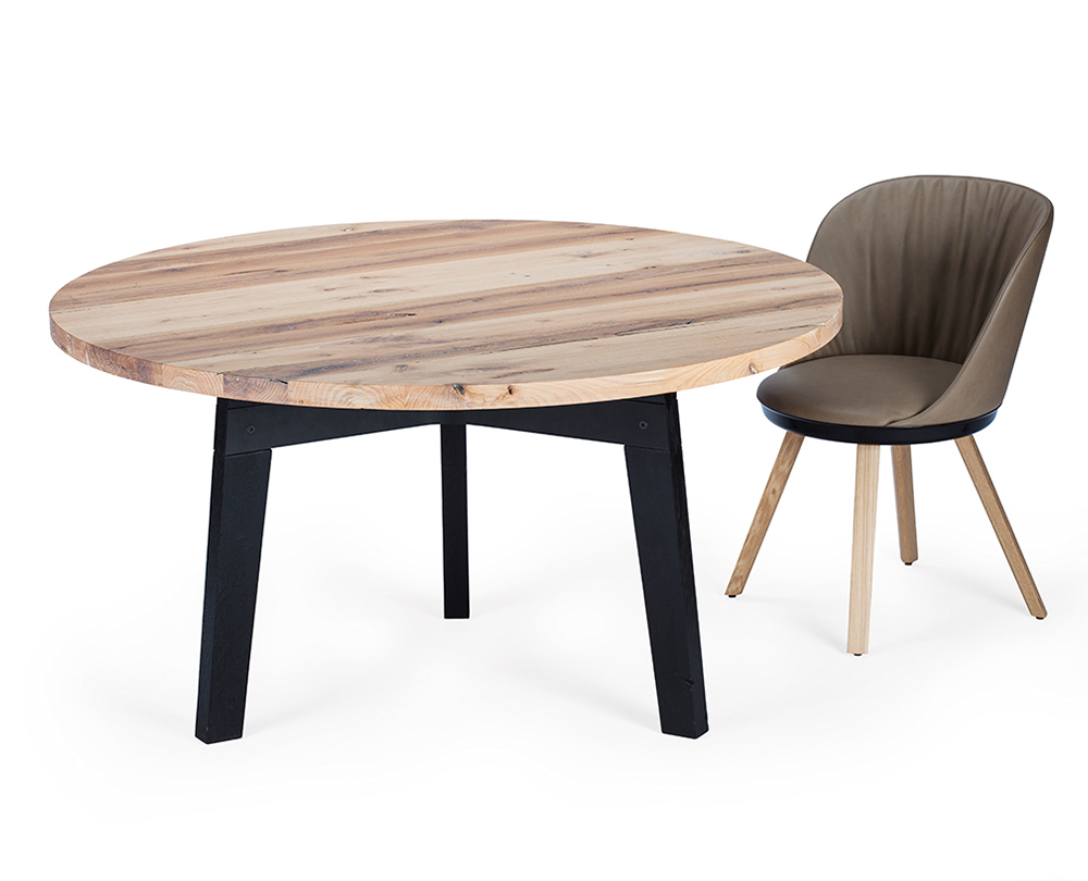 Janua BB31 rond tafel wit gepigmenteerd vintage eiken - 1