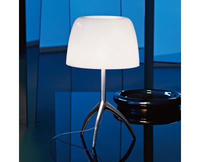 Foscarini Lumiere Piccola tafellamp met dimmer en verchroomd onderstel