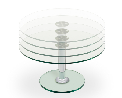 Draenert 1010-E LIFT-IV ronde tafel glas