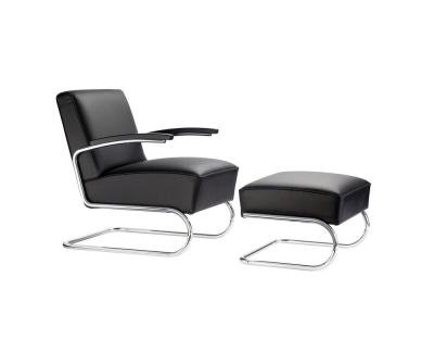 Thonet S 411 fauteuil met kruk leer