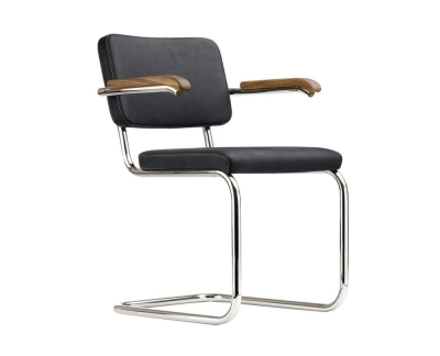 Thonet S 64 PV Pure Materials sledestoel met armleuningen walnoot