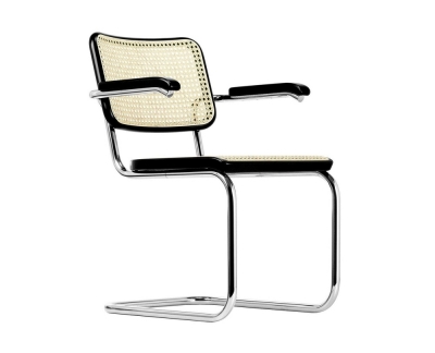 Thonet S 64 V sledestoel met armleuningen met vlechtwerk