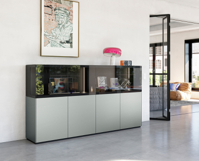 Kettnaker Soma Commode aluminium titaan/grijs glas