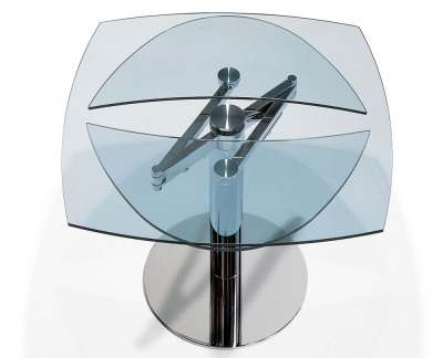 Draenert 1136-III Titan tafel helder glas sokkel 3 chroom