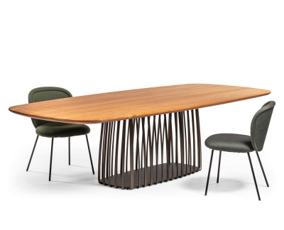 Janua BC07 Basket tafel geolied natuurlijk amerikaans walnoothout/ onderstel brons