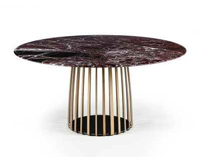 Janua BC07 Basket rond tafel rosso lepanto (serpentine) / steel brass glaze