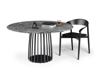 Janua BC07 Basket rond tafel silverwave (Marble) / onderstel zwart