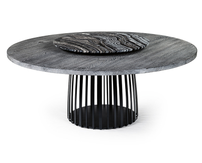 Janua BC07 Basket rond tafel verkoold / zwaar gekalkt eikenhout / onderstel zwart