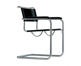 Thonet S 34 sledestoel met armleuningen leer van Thonet